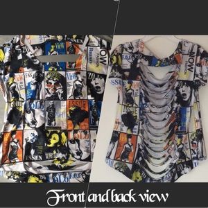 Distressed Fashion Print Top